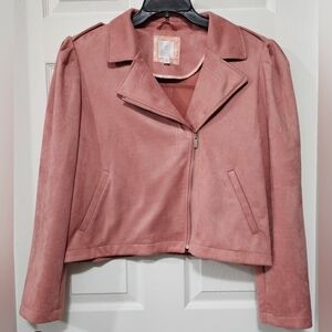 LC Lauren Conrad Women's Coral/Pink Dress Coat XL Zipper Front Polyester Spandex